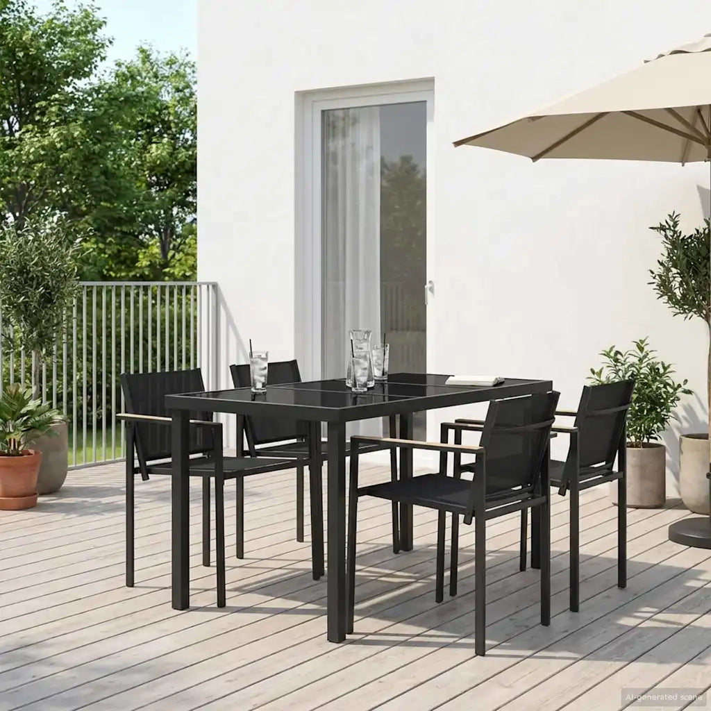 Set di Mobili da Esterno 5 pcs Nero e antracite Textilene 3422887