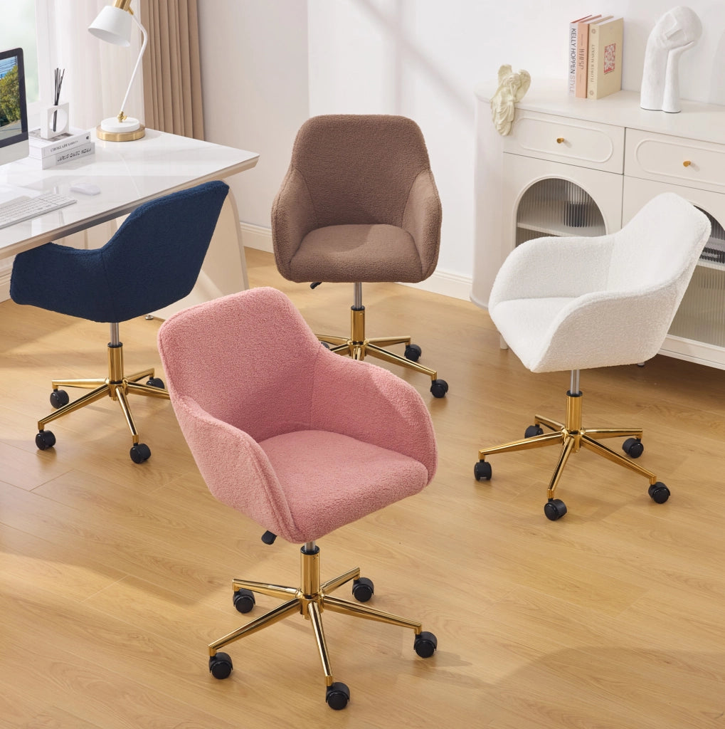 Sedia da ufficio Teddy rosa regolabile e girevole a 360°