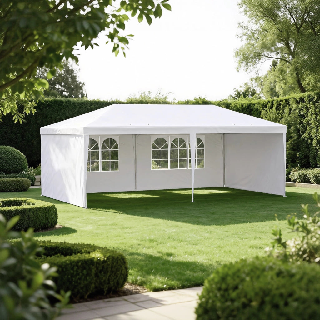 Tenda da giardino per feste e matrimoni ¨C zephmum ¨C 6x3m bianco con finestre