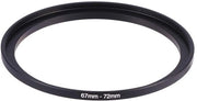 Adattatore di filtro da 67 mm a 72 mm - Anello di adattamento in metallo - Nero - Duraturo e Leggero