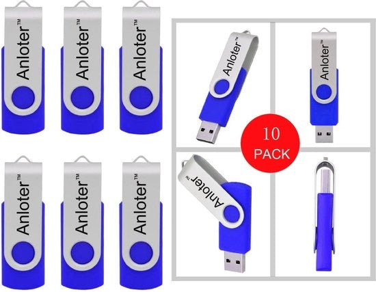 Pacchetto da 10 pezzi di chiave USB rotativa 32 GB - Design elegante e archiviazione facile
