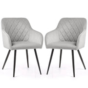 Set di 2 Sedie in velluto con cuciture a rombi VELTO Grigio gambe nere
