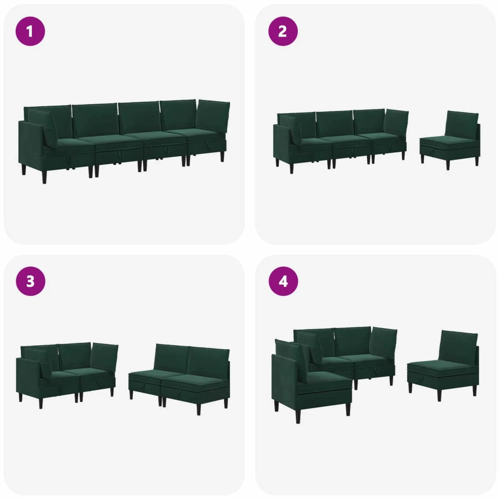 Set di mobili per il soggiorno 4 pcs Verde Scuro Velluto 3413739