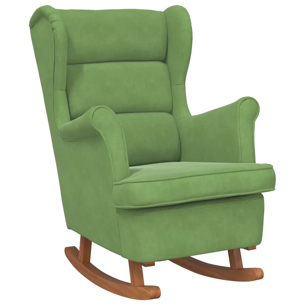 Sedia a dondolo con schienale alto in velluto verde chiaro 329366