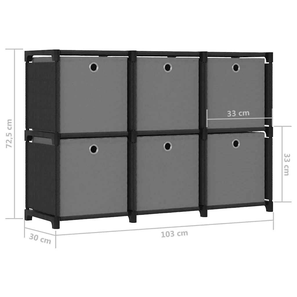 Mobile con 6 Scatole a Cubo Nero 103x30x72,5 cm in Tessuto CFW5187454