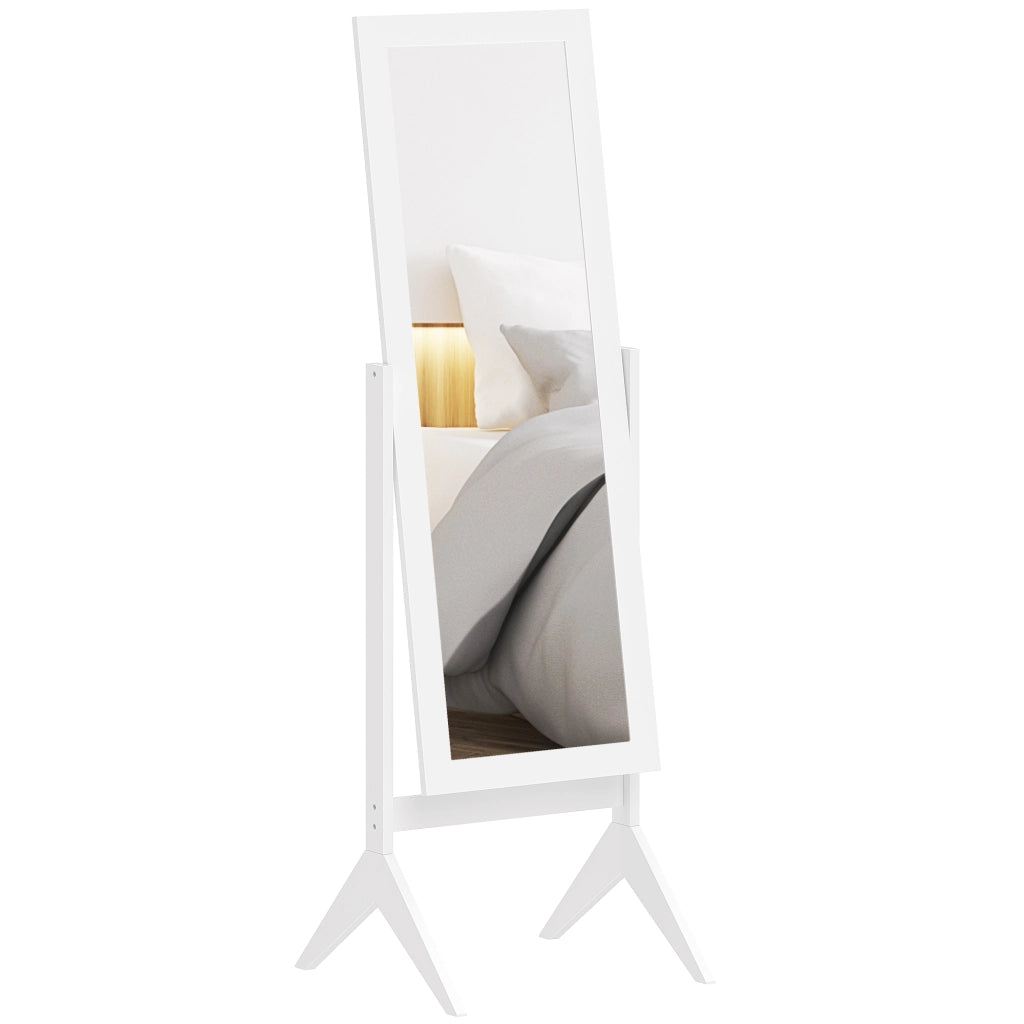 Specchio con 4 Gambe Regolabile ¨C zephmum ¨C Legno e Vetro, Bianco, 47x46x148 cm
