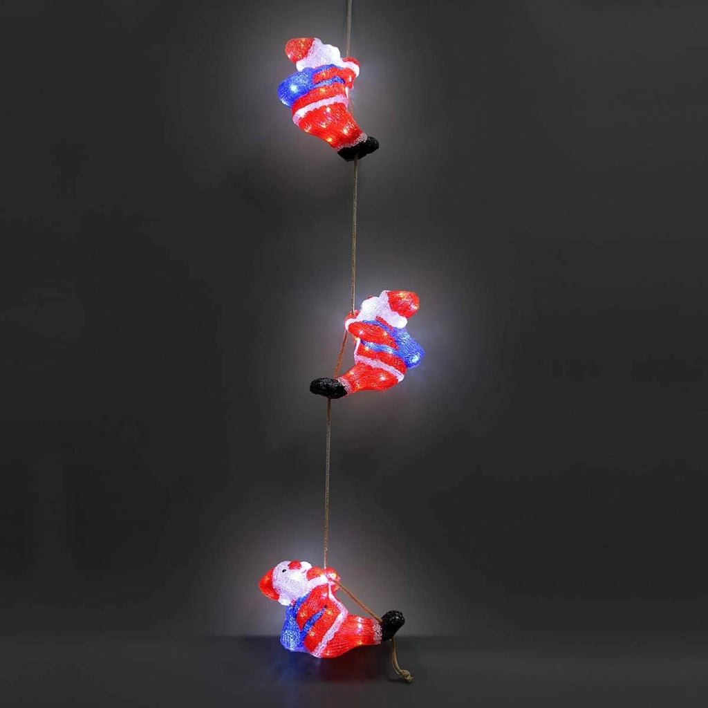 ® LED Figura Acrilica 3x Babbo Natale 30cm Decorazione Natalizia Interno Esterno Festa Natale Balcone Luci Led Deco Design