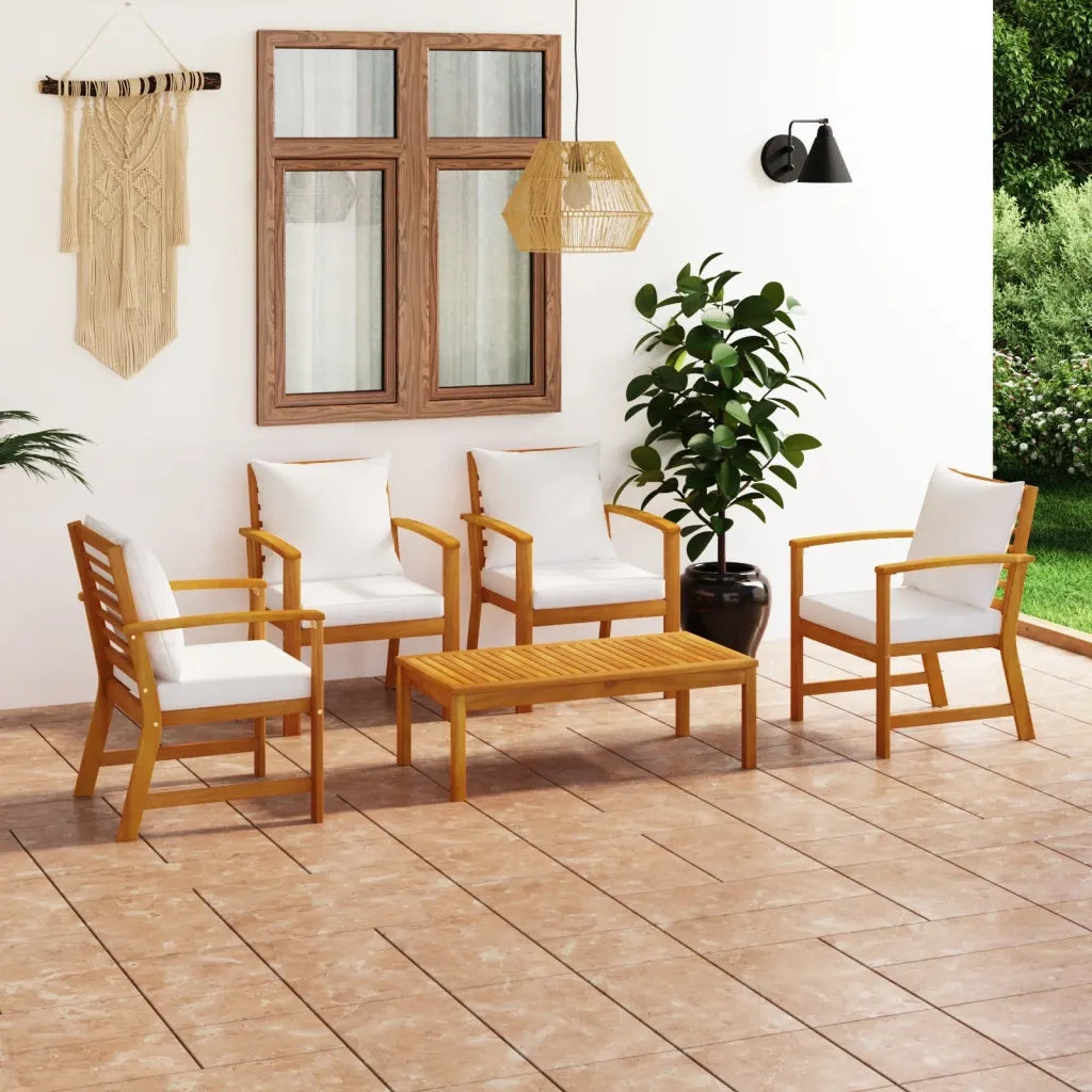 Set Divani da Giardino 5 pz con Cuscini in Massello di Acacia cod mxl 51225