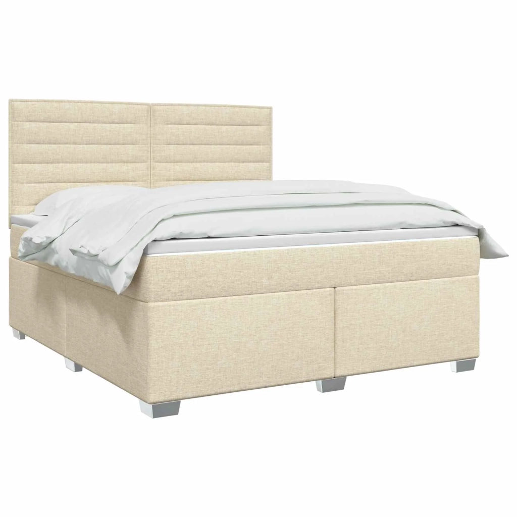 Letto box spring con materasso Crema 160 x 200 cm Tessuto 3453442