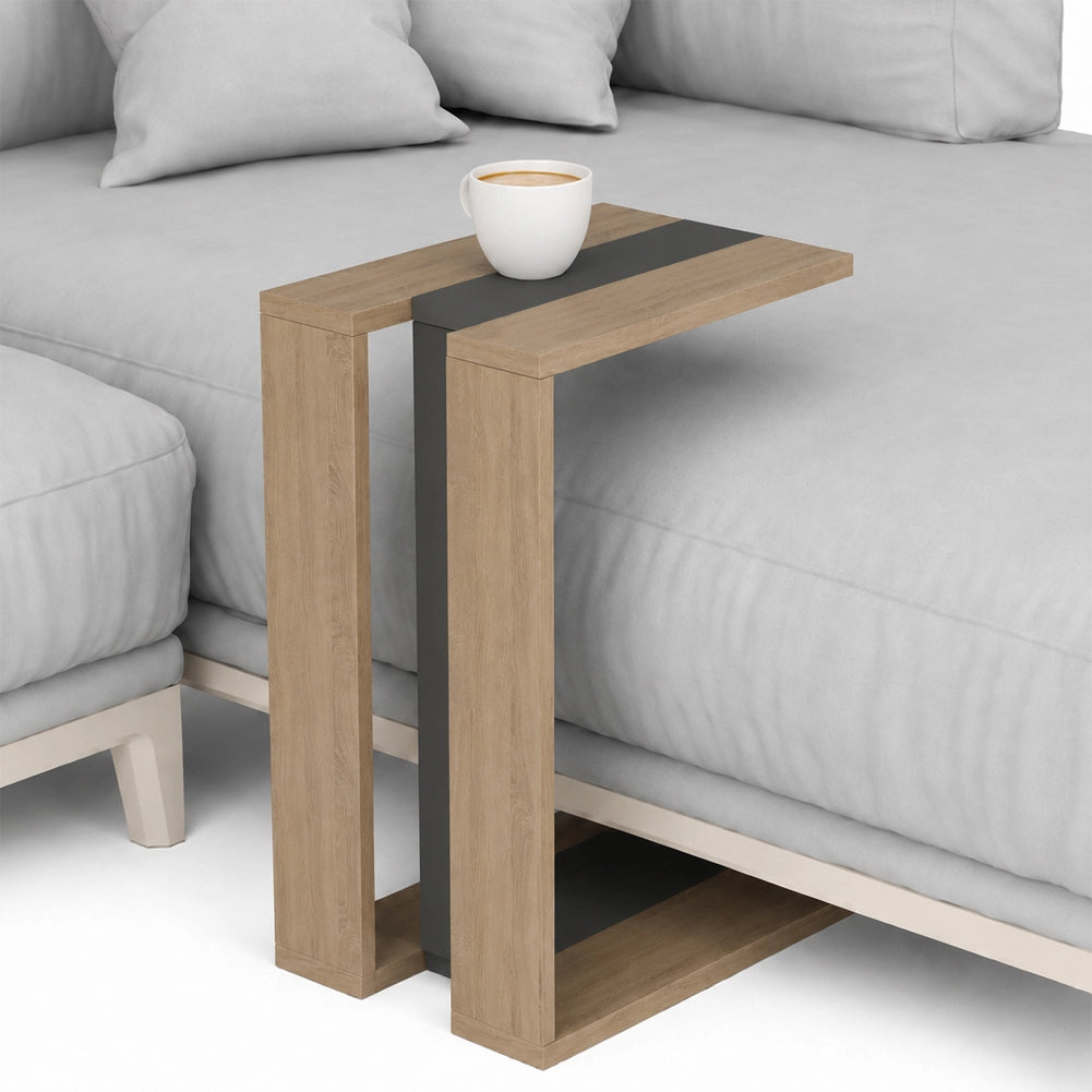 Tavolino da Caffe Porta PC Laterale Divano in Legno MDF Quercia 57x40x30cm