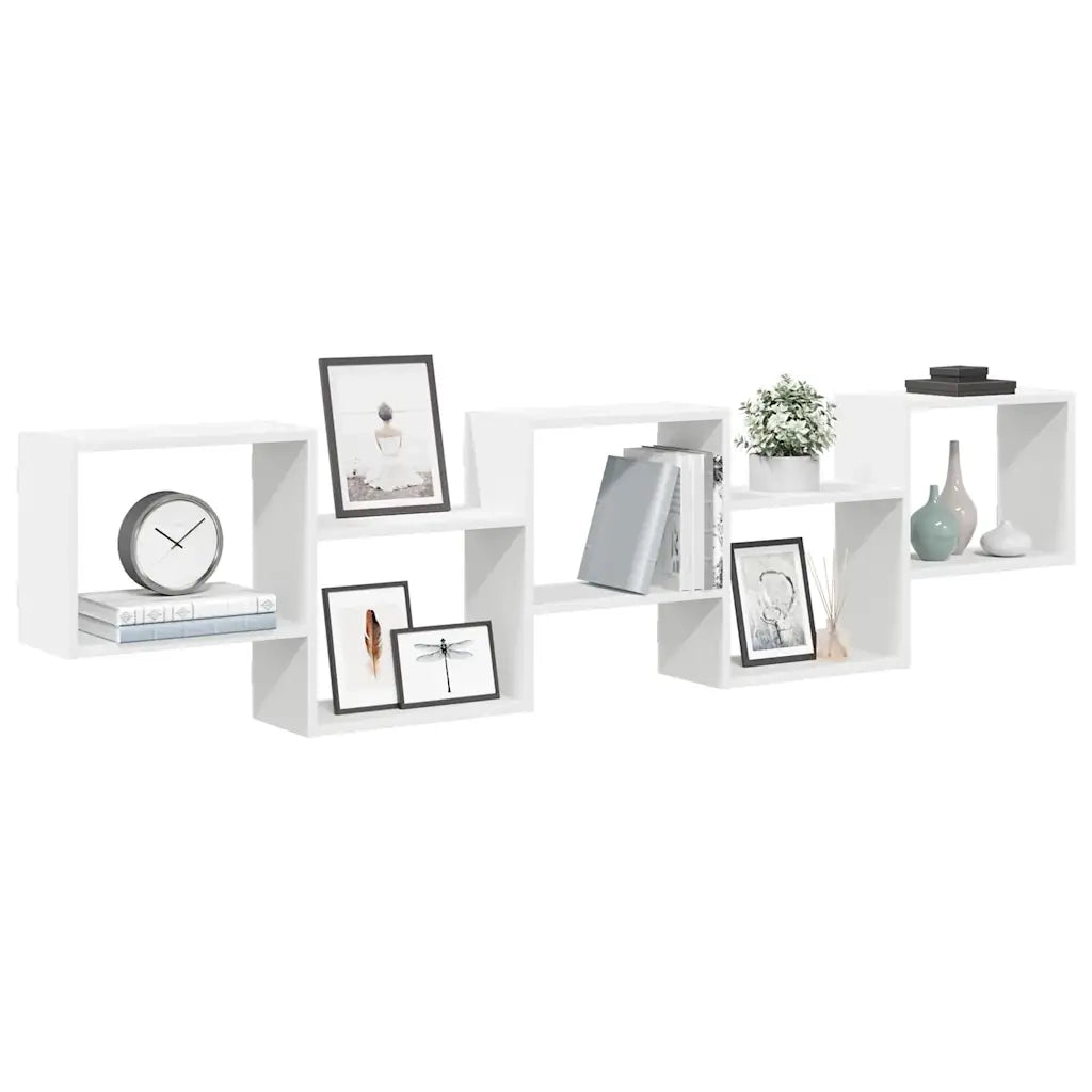 Mensola a Cubo da Parete 5 Scomparti Legno Multistrato Bianco 859995