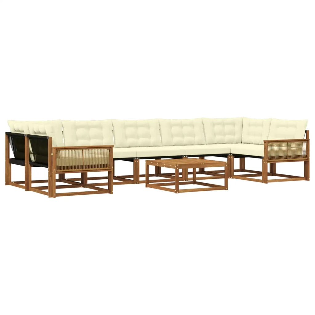 Set di divani da esterno con cuscino 8 pcs Naturale e Crema 3381314