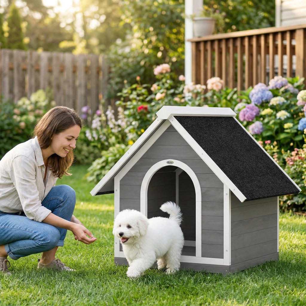 Casetta per Cane da Esterno ¨C zephmum ¨C 84x101x86 cm Grigio e Bianco