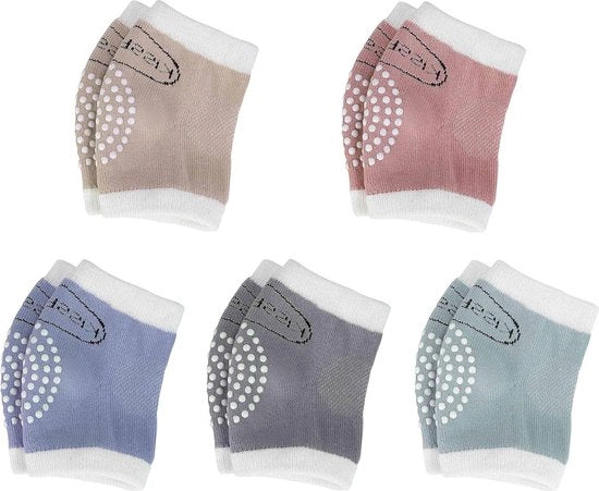 Kniebeschermers per bambini con punte antislip in gomma - 0-24 mesi - grigio, kaki, blu, rosa, verde