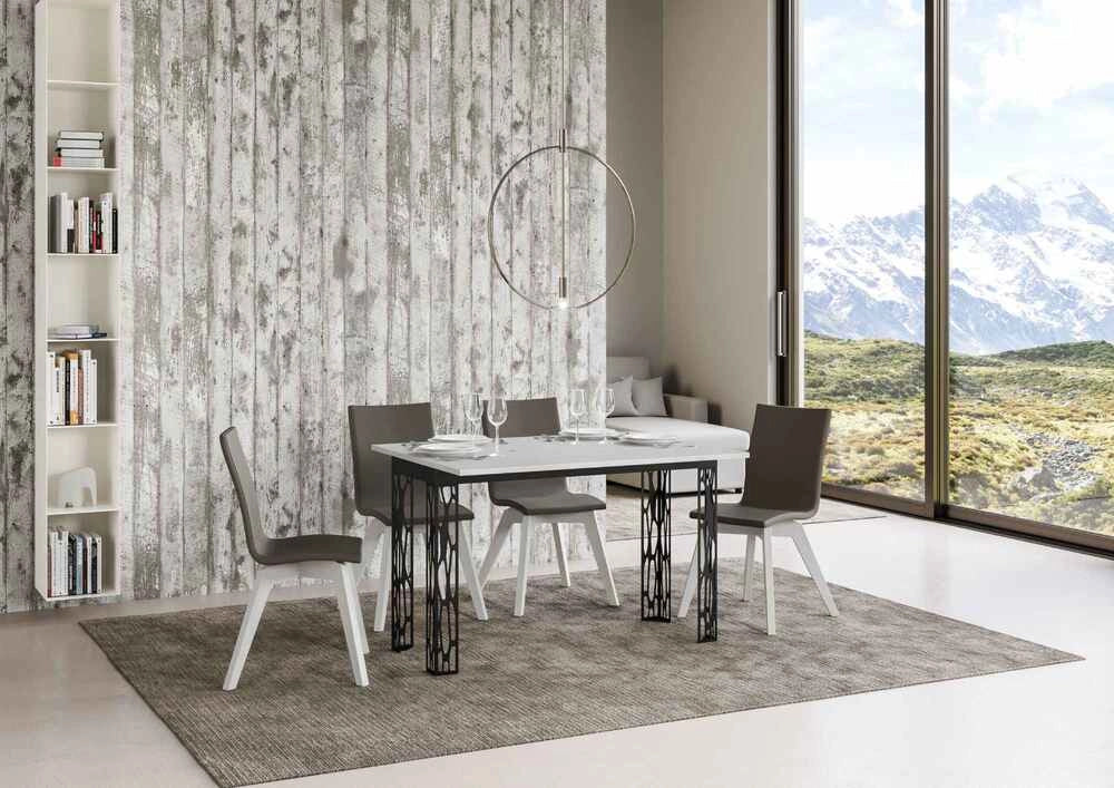 Tavolo Salvaspazio Allungabile 120/200x45/90x80/78 cm Ghibli Double Bianco Frassino