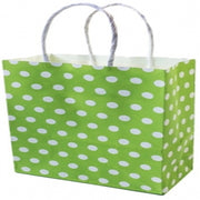 Trade Shop - 6 Buste Da Regalo Shoppers In Carta Con Manici Verde Pois 32x25.5x12.5 Sacchetti -