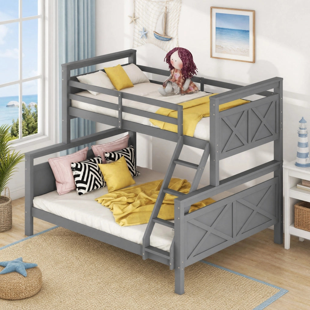 LETTO A CASTELLO convertibile in 2 letti separati 90/140x200 cm grigio