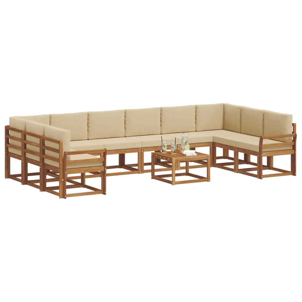 Set di divani da esterno con cuscino 11 pcs Naturale e Beige