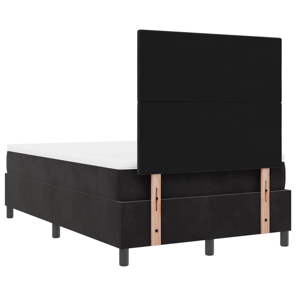 Letto Box Spring con Materasso Nero Piccolo Doppio Velluto