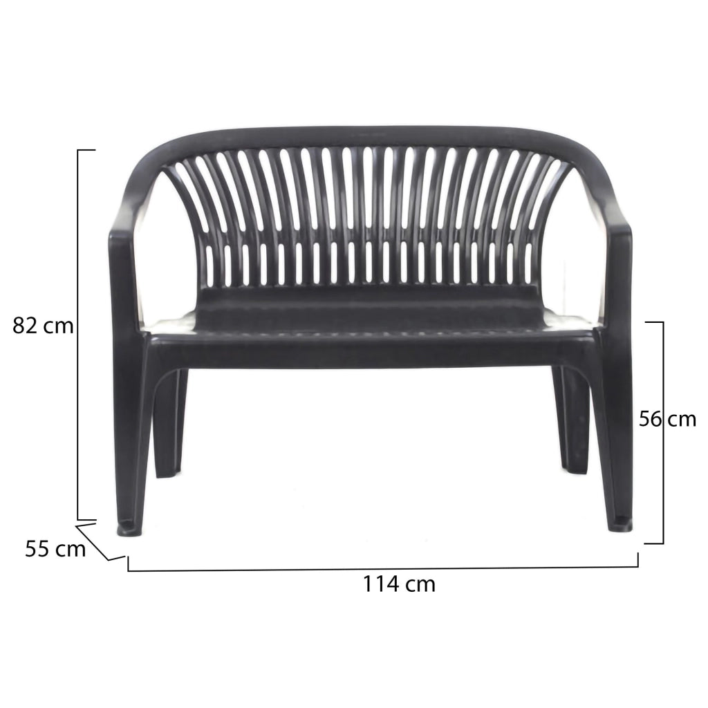 Asmi, Panchina da Esterno 2 Posti Made in Italy, 114x55x82h cm Nero Antracite