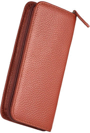 Set di tazze in pelle con 3 compartimenti, marrone - pelle, Piccolo, Moderno