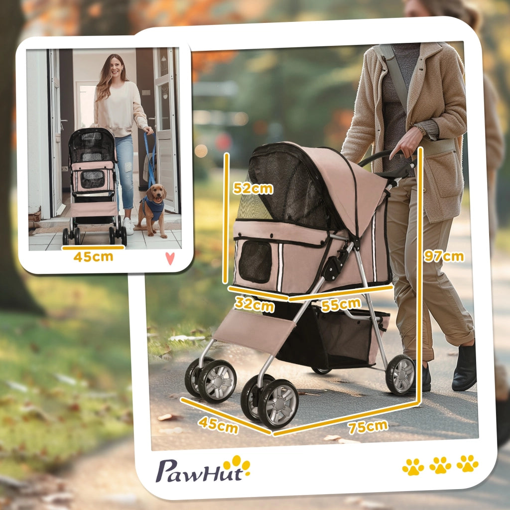 Carrello per cani pieghevole con portabicchieri e copertura ¨C zephmum ¨C marrone