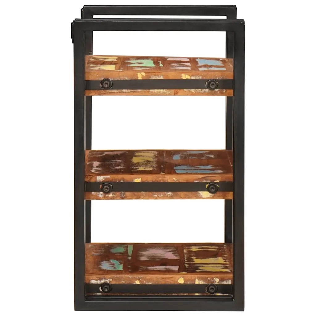 vidaXL Comodino 2 pcs Marrone e nero Legno Solido Recuperato