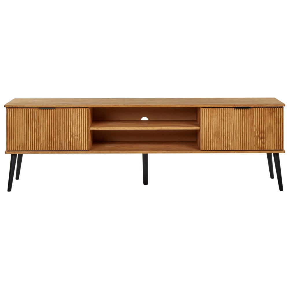 Mobile TV a 2 ante legno chiaro e gambe in metallo nero stile vintage elegante