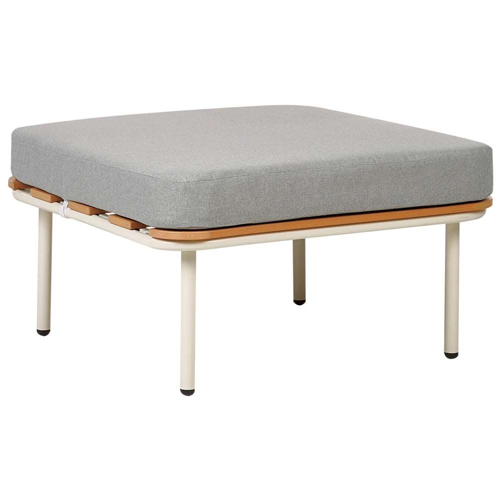 Pouf da giardino con struttura in metallo e cuscino a doghe in legno sintetico Grigio  74 x 74 cm stile elegante