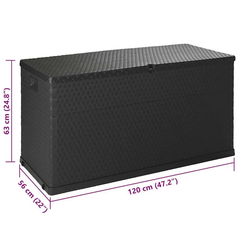 Garden Storage Box, Anthracite, 120x56x63 Cm, PP Rattan