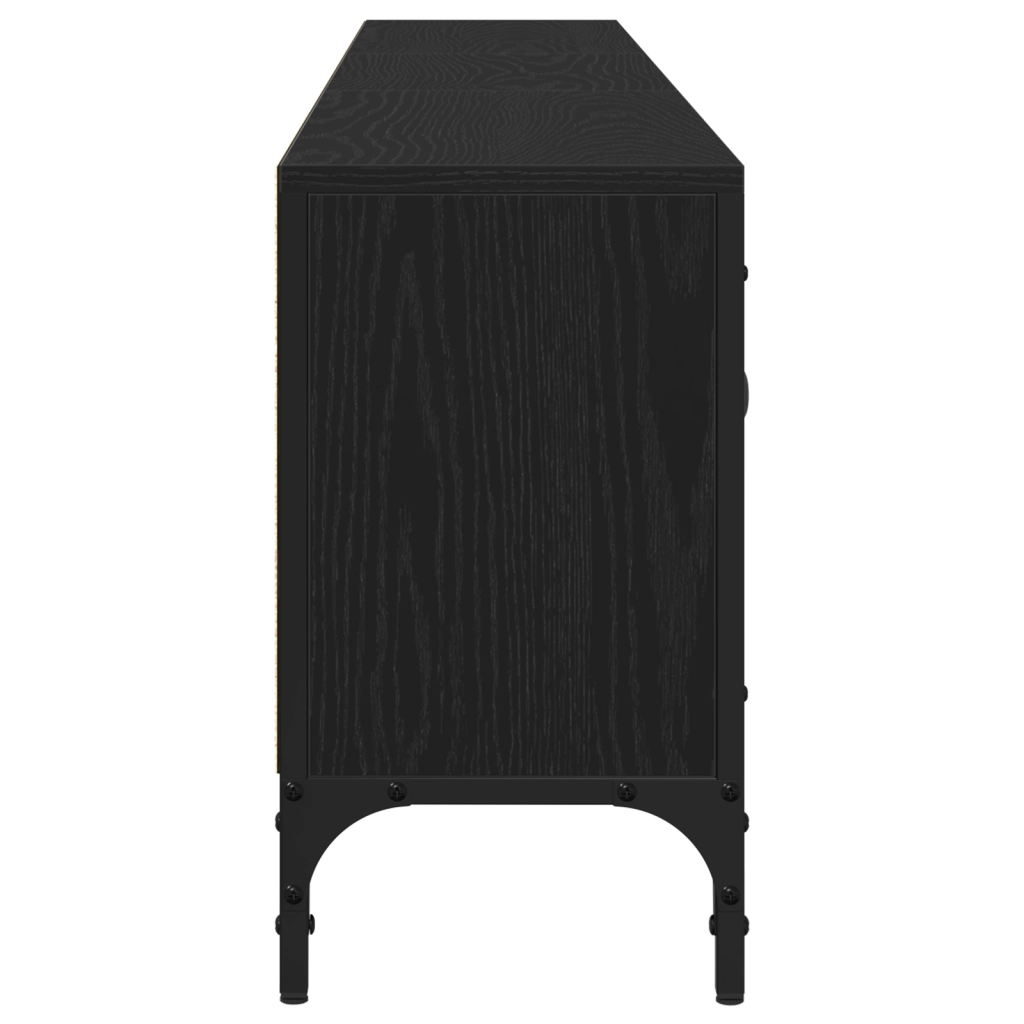 Mobile TV  con cassetto Nero Rovere 200x25x44 cm Legno ingegnerizzato