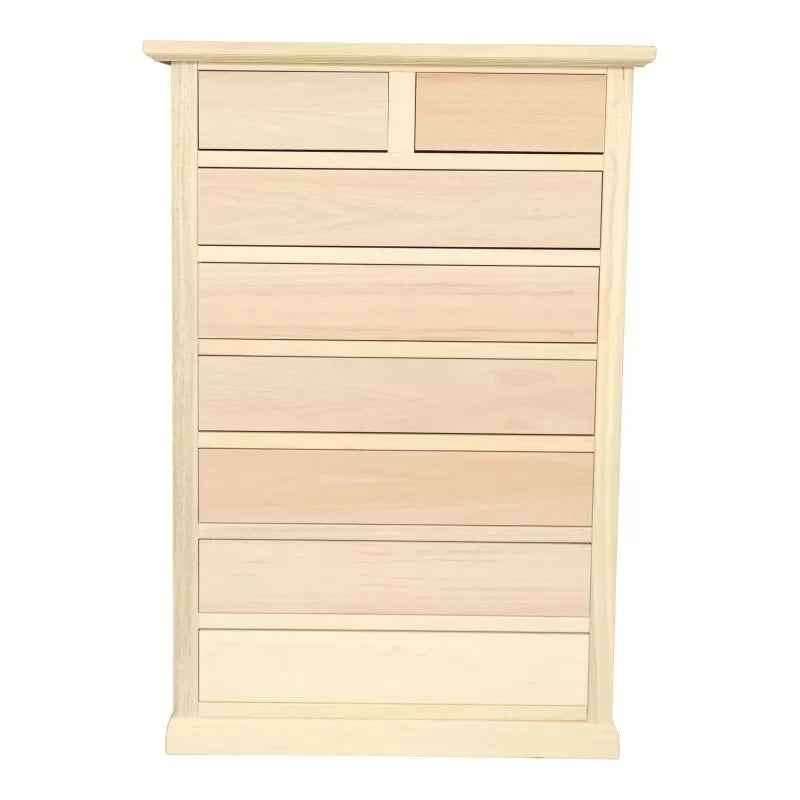 Cassettiera classica 8 cassetti in legno grezzo 87x40x125 - Mobili 2G