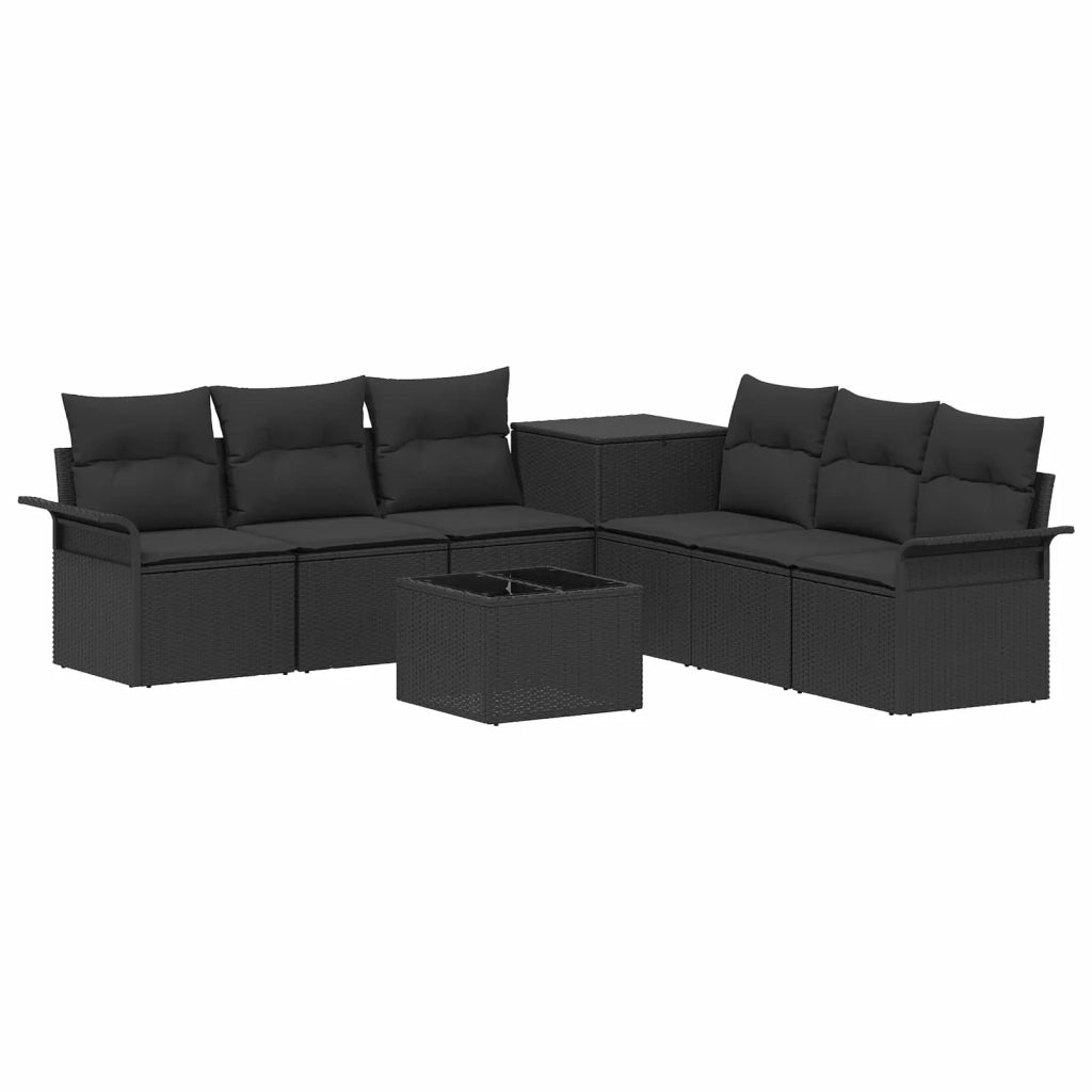 Set di divani 8 pz Nero Rattan sintetico e Acciaio 3447990