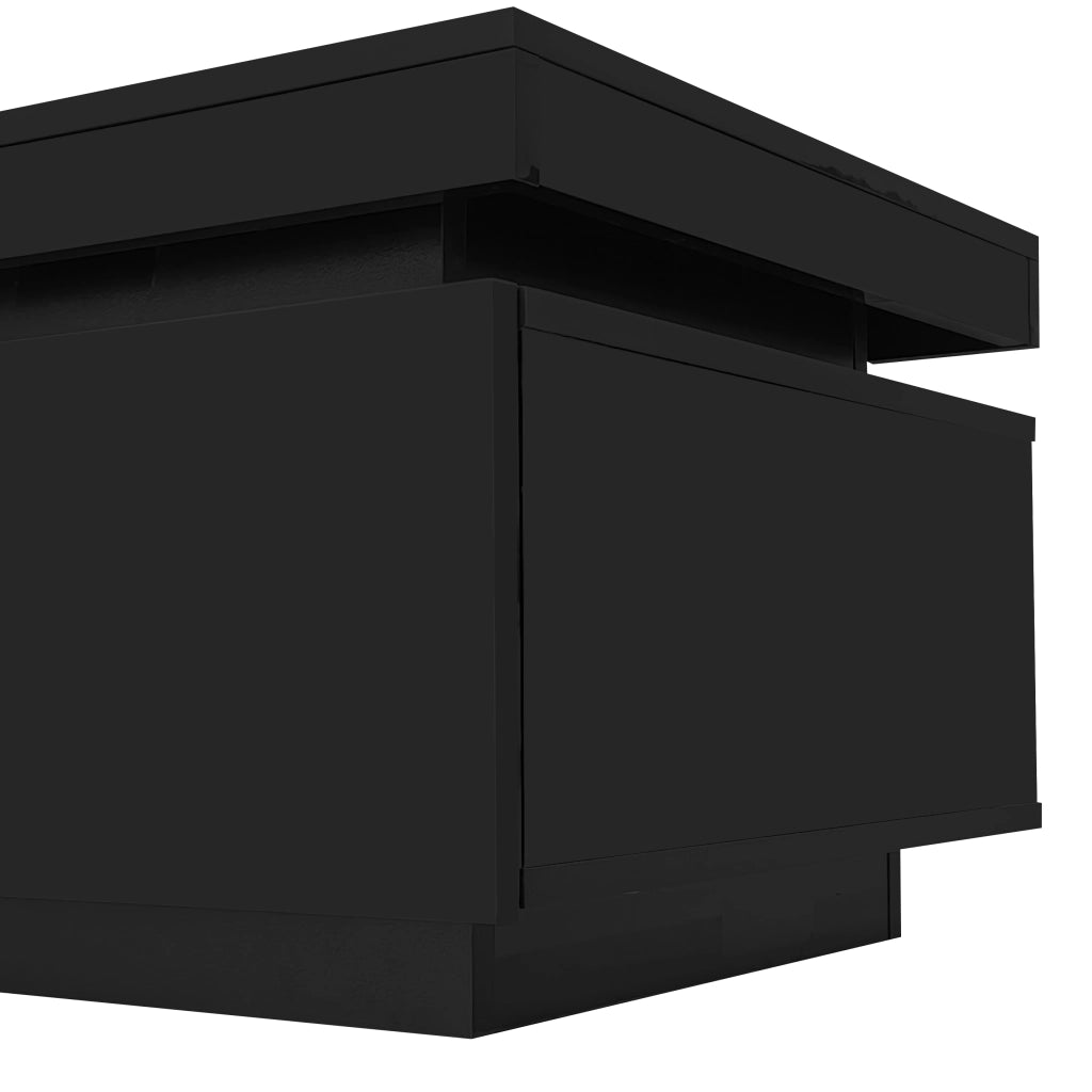Tavolino da salotto 100x50x40;3 cm; finitura lucida con illuminazione LED; truciolato nero