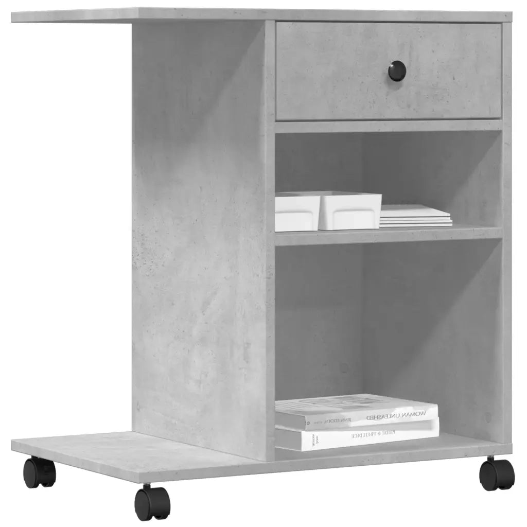 Supporto per Stampante con Ruote Grigio Cemento 60x40x68,5 cm