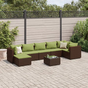 Set Divani da Giardino 8 pz con Cuscini in Polyrattan Marrone