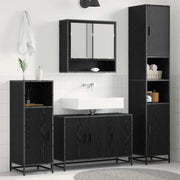 Set di mobili per il bagno 4 pcs Rovere Nero Legno multistrato