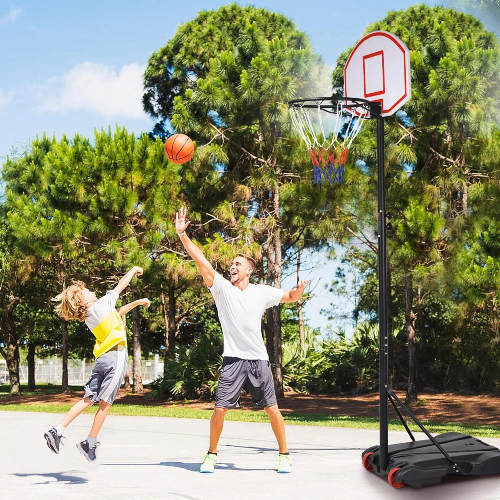 Canestro da Basket da Esterno Regolabile 178 e 208 cm, Canestro da Basket per Bambini con Ruote e Base Riempibile, Ideale per Interno ed Esterno
