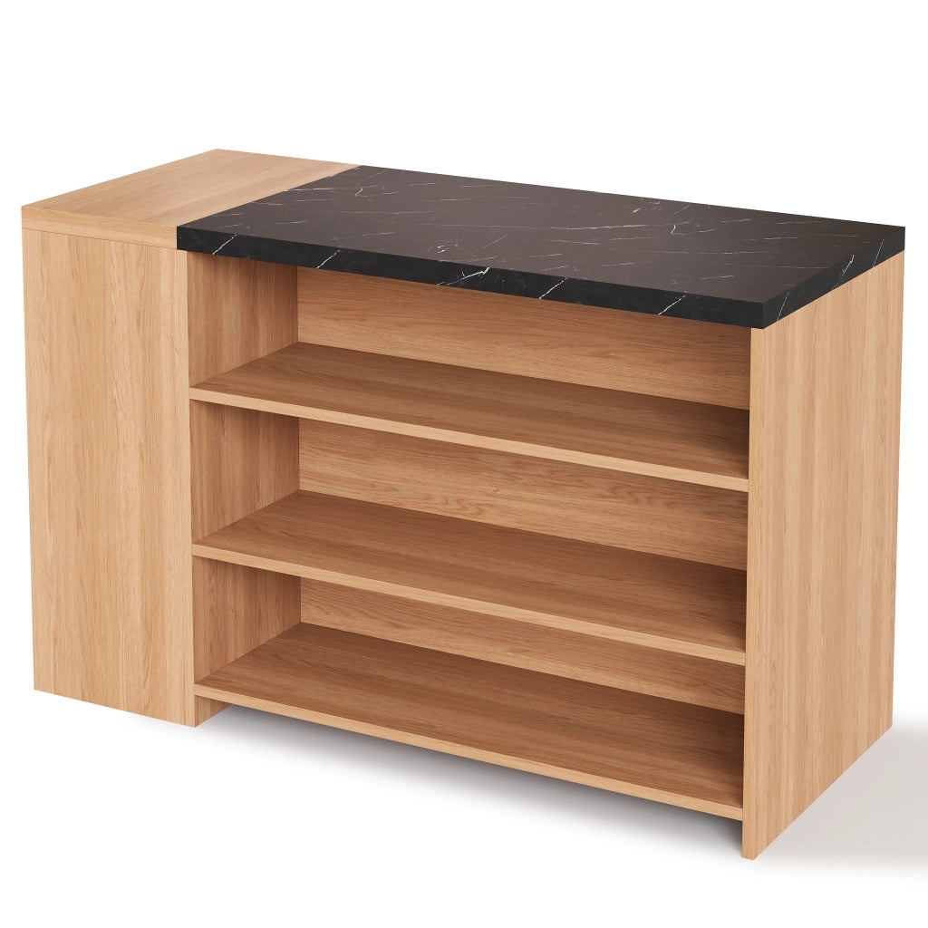 Tavolo da pranzo 2 posti con ripiani e cassetto per cucina in MDF 140×60×90 cm nero