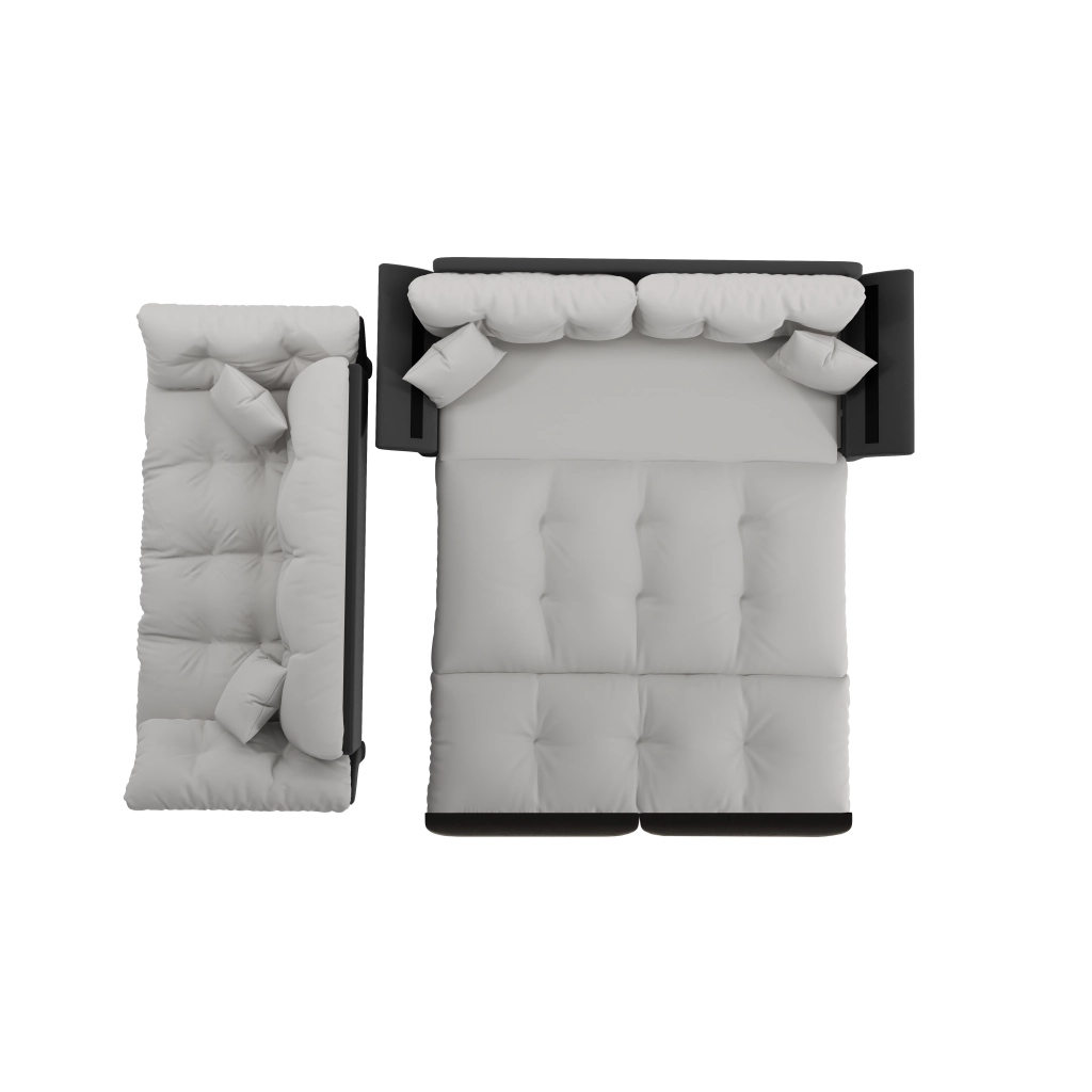 Divano letto convertibile 3 in 1 con letto estraibile e 2 cuscini in velluto grigio chiaro 190 cm
