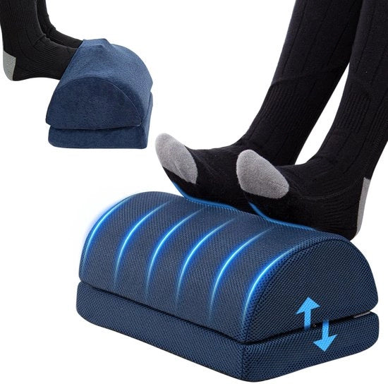 Sedile per piedi regolabile in altezza, con cassetto per piedi in fleece, sedile per piedi per ufficio domestico (blu)