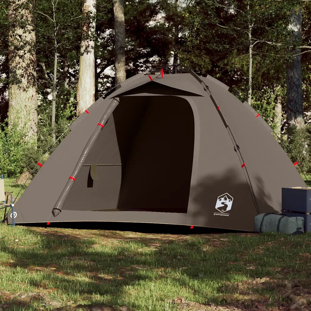 Tenda da Pesca 4 Persone-Tenda da campeggio Marrone a Rilascio Rapido 795682