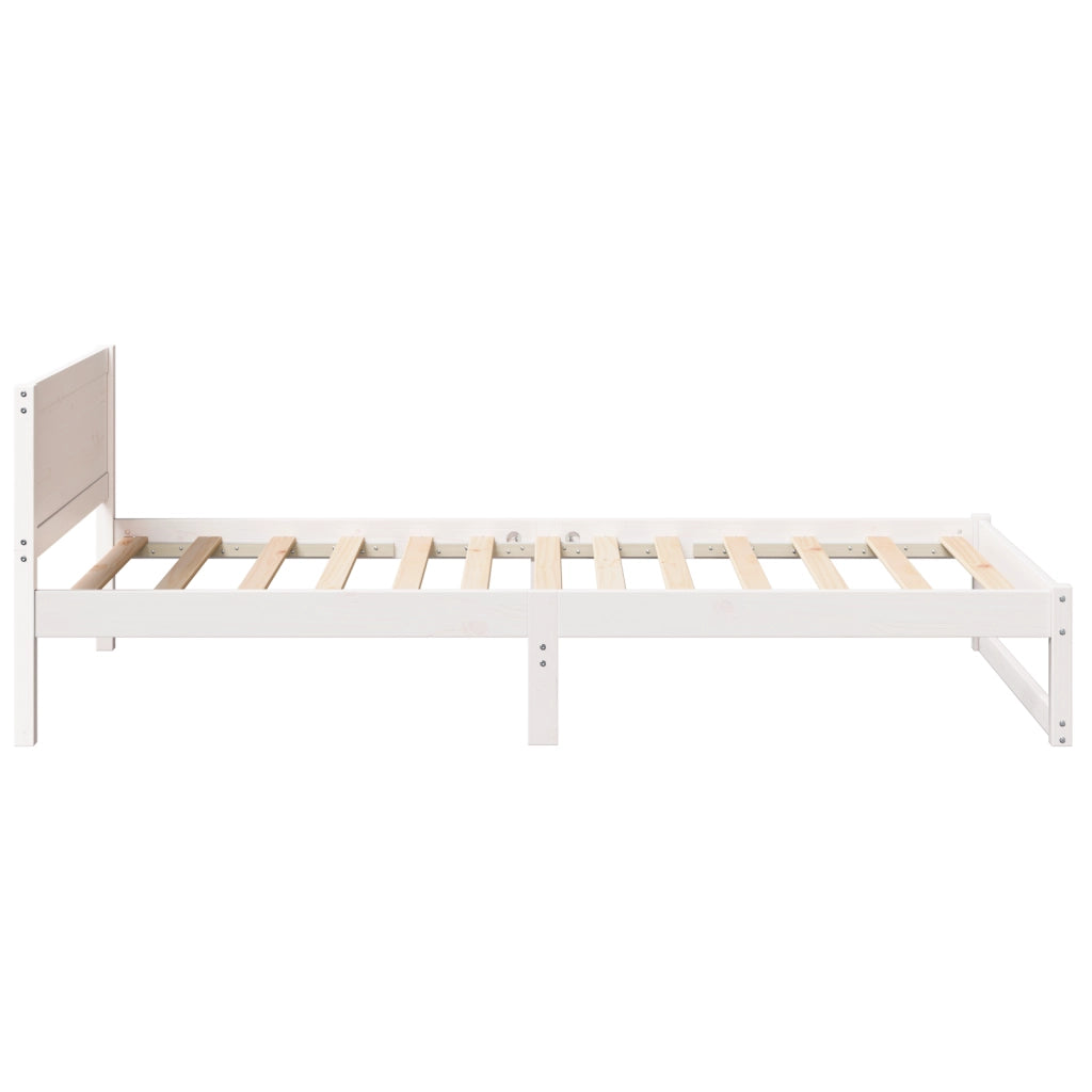 Struttura Letto Bianca Legno Massello di Pino 75 x 190 cm