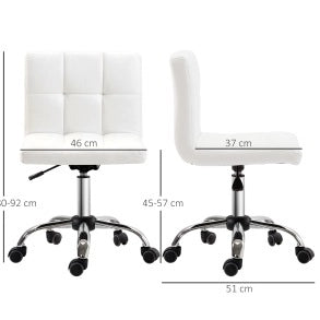Sedia da ufficio ergonomica bianca in ecopelle, girevole e regolabile in altezza senza braccioli