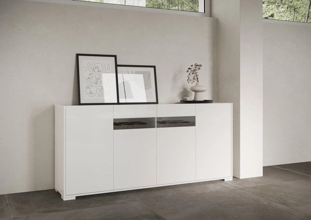 Madia 4 ante 174x40x81 cm Riflesso bianco lucido