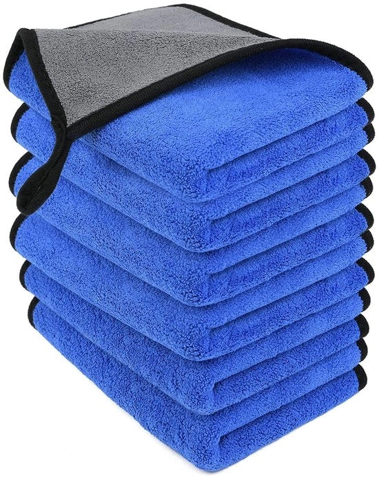 Set di asciugamani microfibra 6 pezzi - 500 g/m² - Pluisvrij - Super assorbente - Multifunzionale - 30 x 40 cm - Tessuto morbido - Asciugamani per pulizie