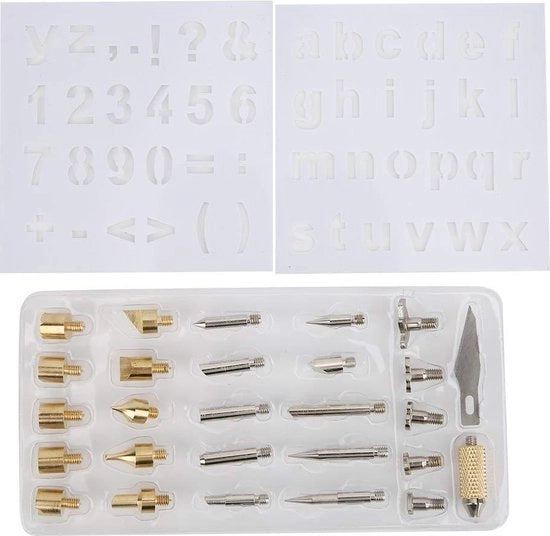 Set di punte per saldatura da 28 pezzi - punte per legno - punte di ricambio - punte per marchiare - attrezzatura per il fai da te.