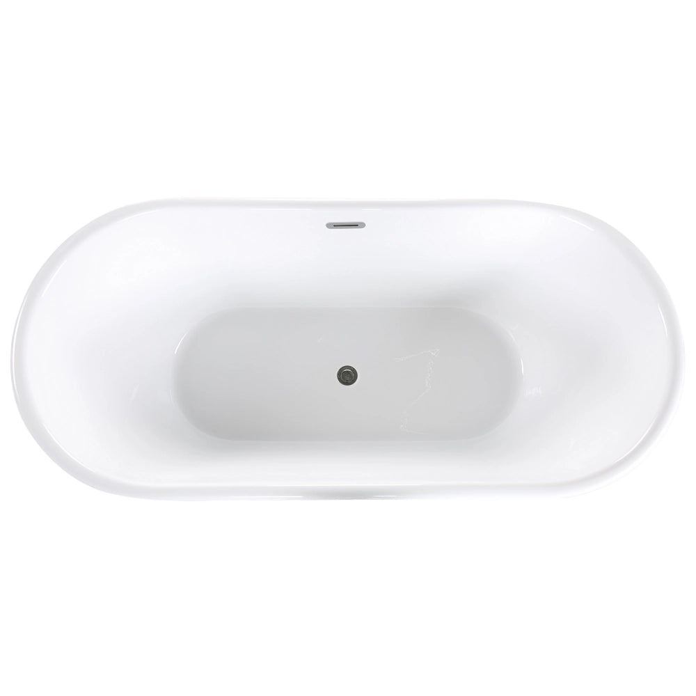 Vasca da bagno autoportante argento lucido sanitario acrilico singolo ovale moderno design minimalista
