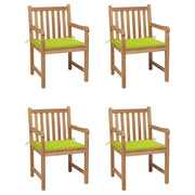 Sedie Giardino 4 pz e Cuscini Verde Brillante Massello di Teak cod mxl 8345