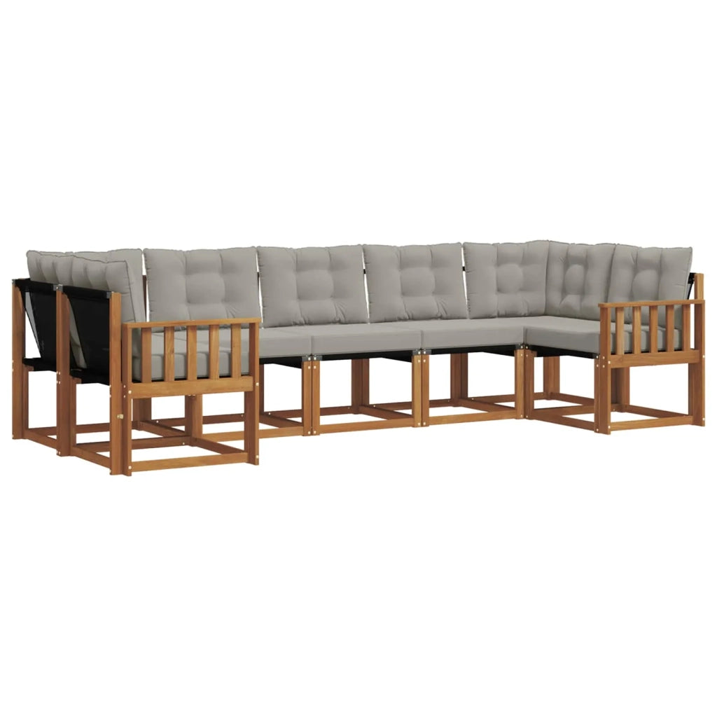 Set di divani da esterno 7 pcs Grigio Naturale e Chiaro